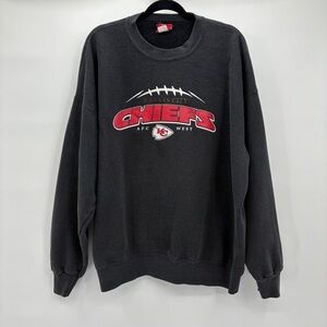 Kansas City Chiefs NFL Football Vintage 90s Faded AFC West Sweatshirt Black 2XL